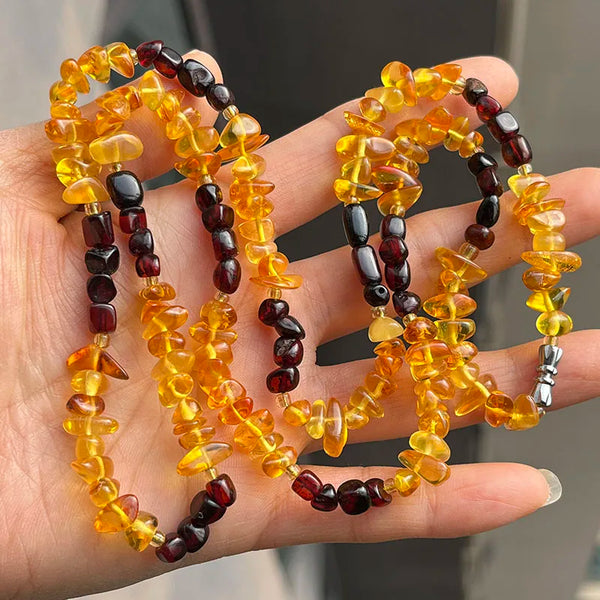 Yellow Amber Bead Necklace-ToShay.org