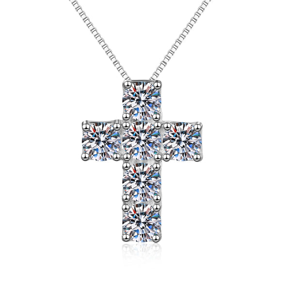 Silver Diamond Cross Necklace-ToShay.org