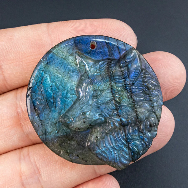 Blue Labradorite Wolf Pendant-ToShay.org