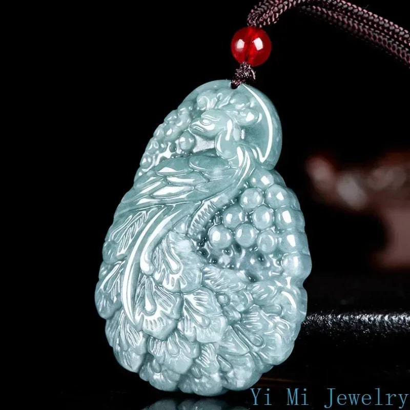 Blue Jade Water Peacock Pendant-ToShay.org