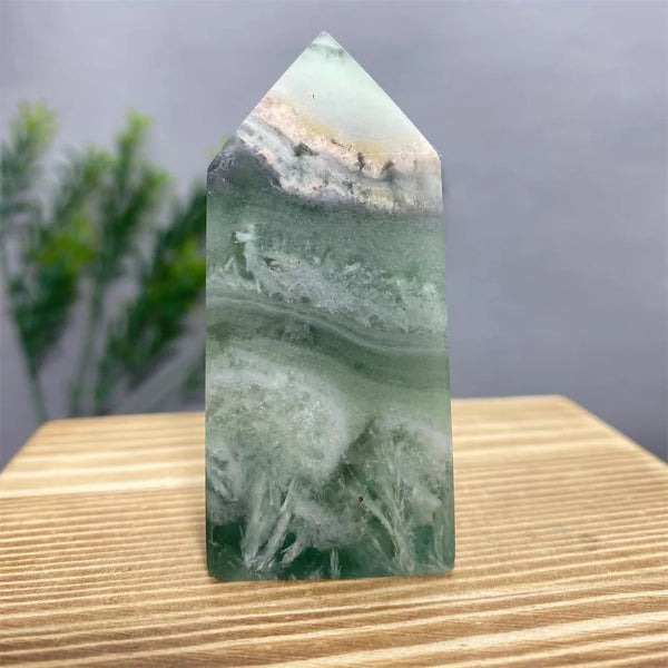 Green Feather Fluorite Wand-ToShay.org