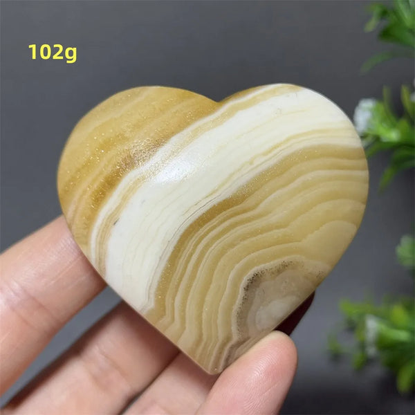 Black Yellow Stripe Calcite Heart-ToShay.org