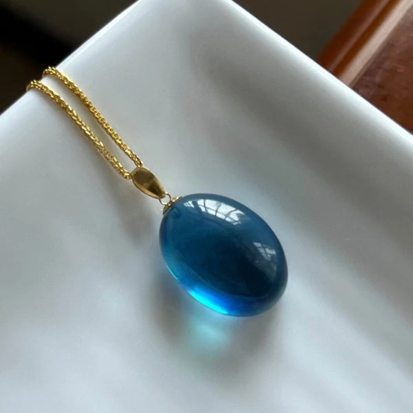 Blue Aquamarine Quartz Pendant-ToShay.org