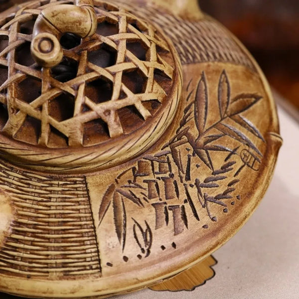 Bamboo Crab Pot Clay Teapot-ToShay.org