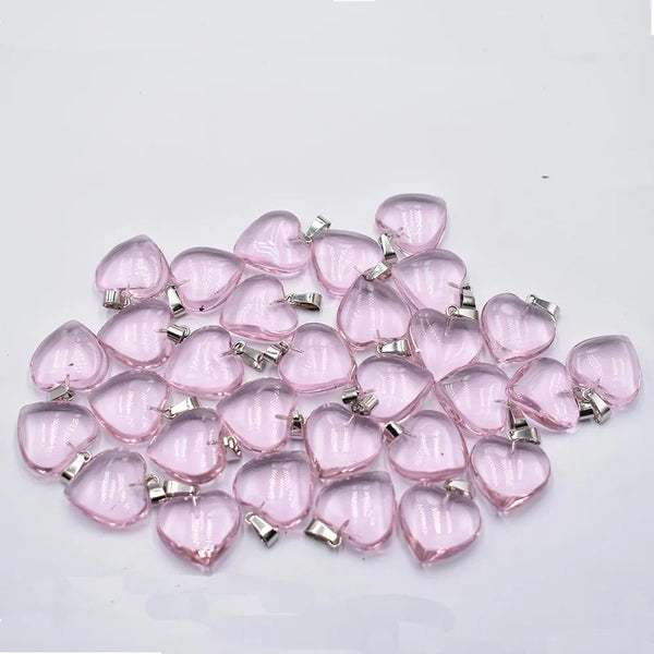 Mixed Glass Crystal Heart Pendants-ToShay.org