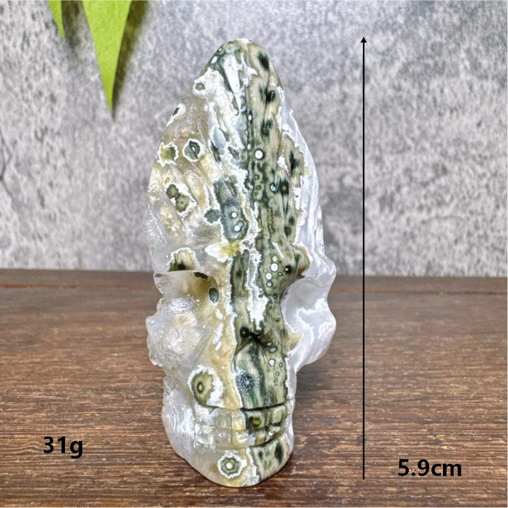 Ocean Jasper Feather Skull-ToShay.org
