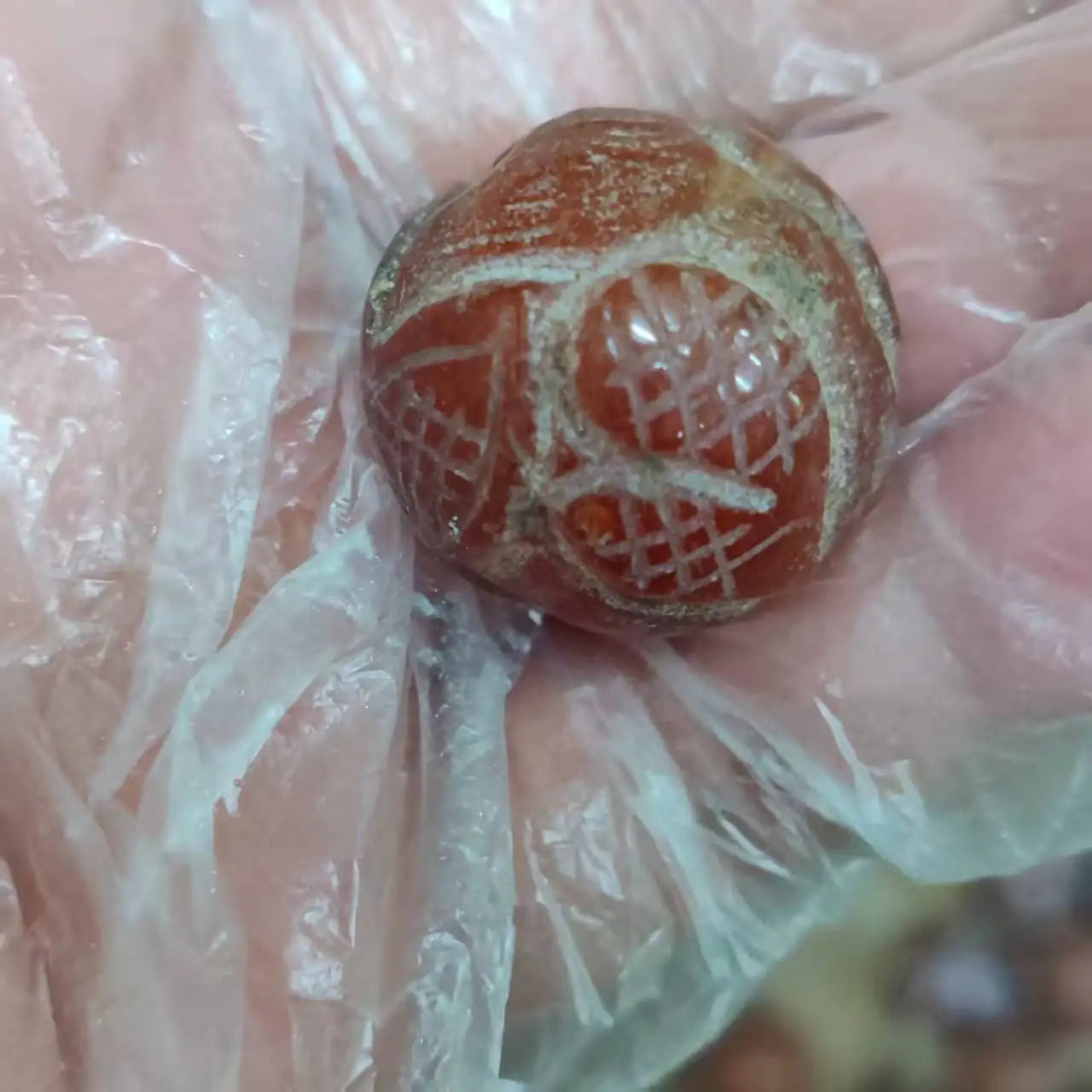 Red Jade Carved Bead-ToShay.org