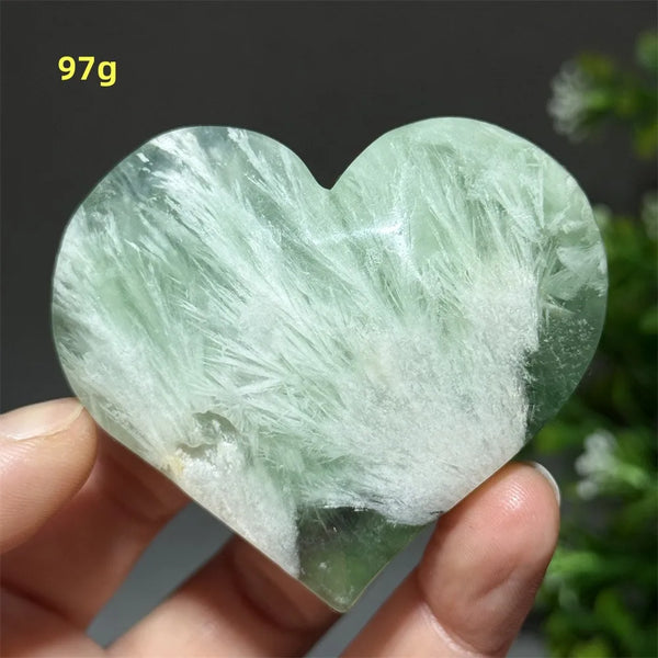 Green Feather Fluorite Heart-ToShay.org