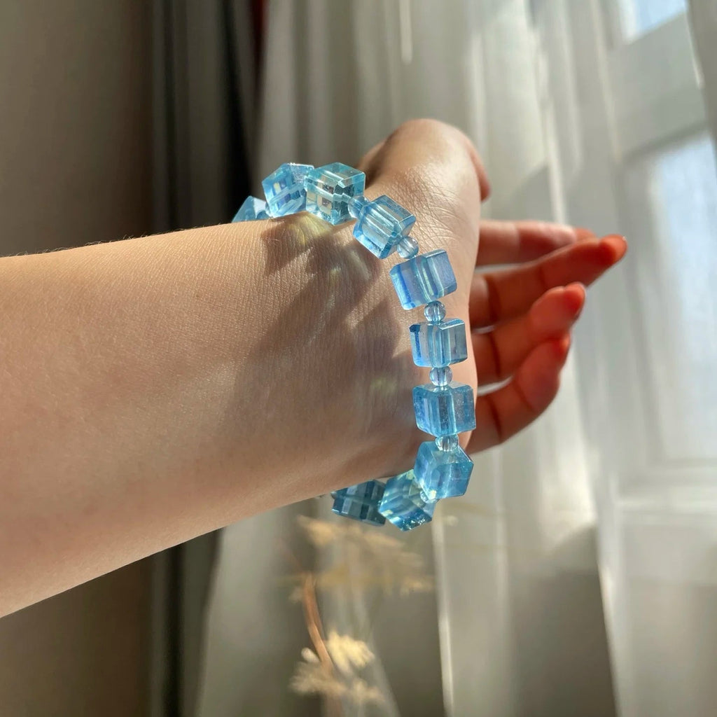 Blue Aquamarine Square Beads-ToShay.org