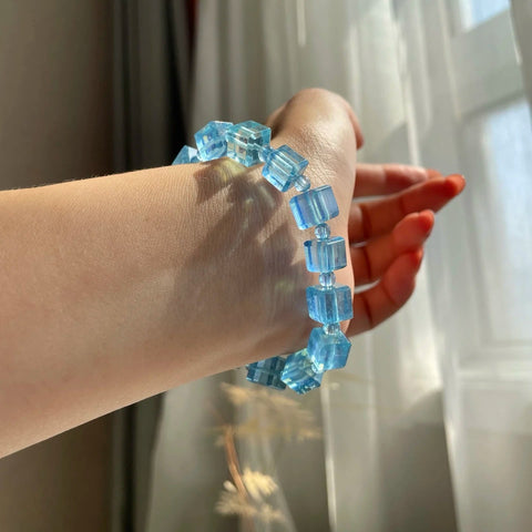 Blue Aquamarine Square Beads-ToShay.org