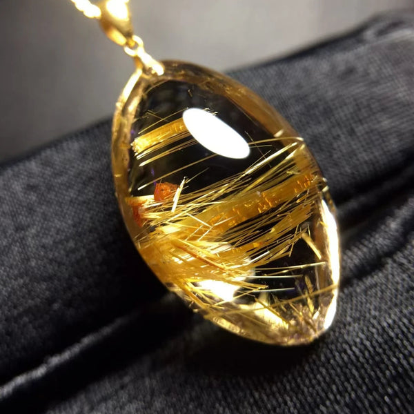 Gold Rutilated Quartz Pendant-ToShay.org