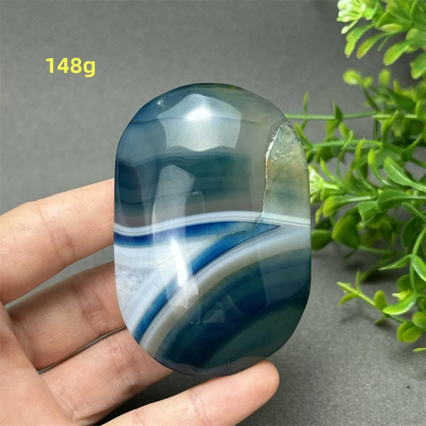 Blue Agate Palm Stone-ToShay.org