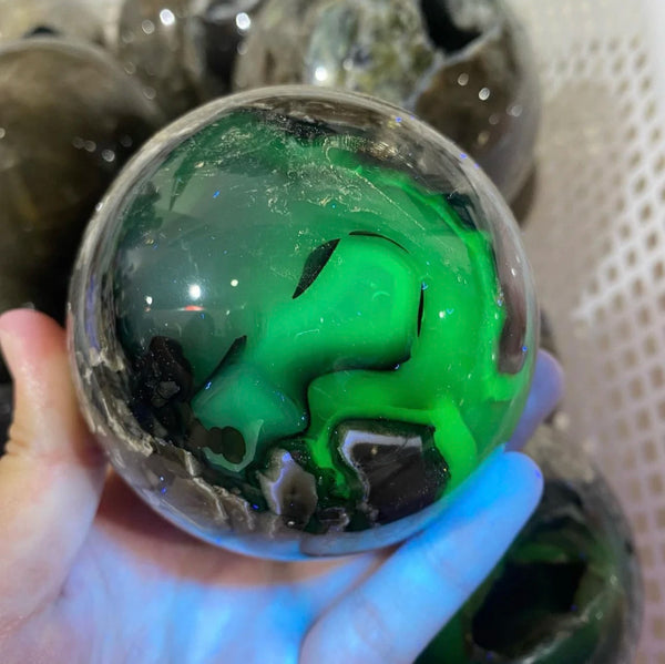 Green Volcano Agate Ball-ToShay.org