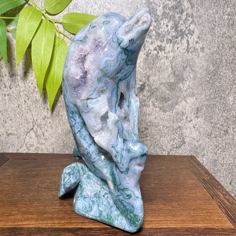 Green Moss Agate Dolphin-ToShay.org