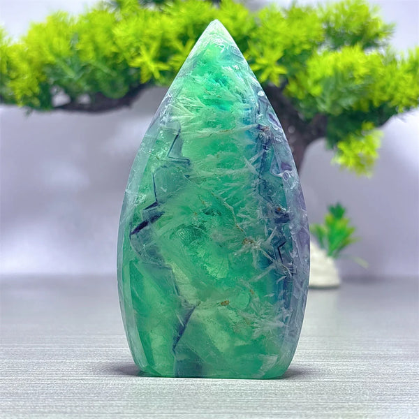 Green Feather Fluorite Flame-ToShay.org