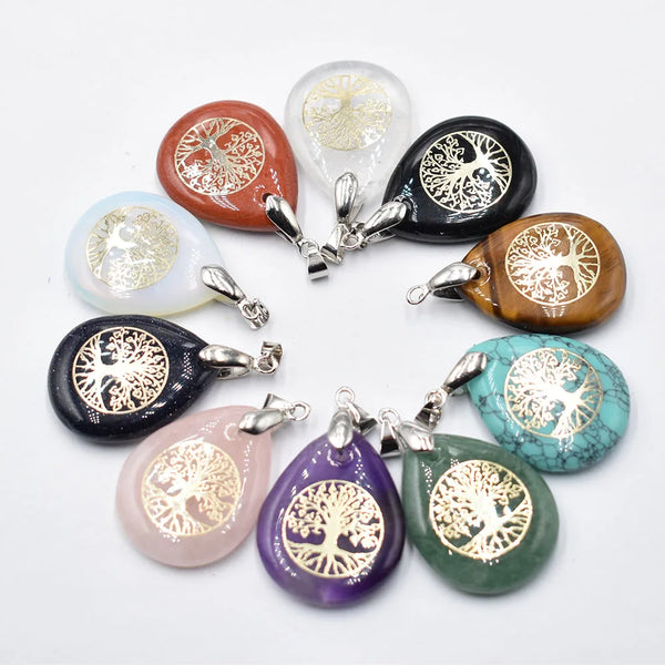 Mixed Crystal Tree Pendant-ToShay.org