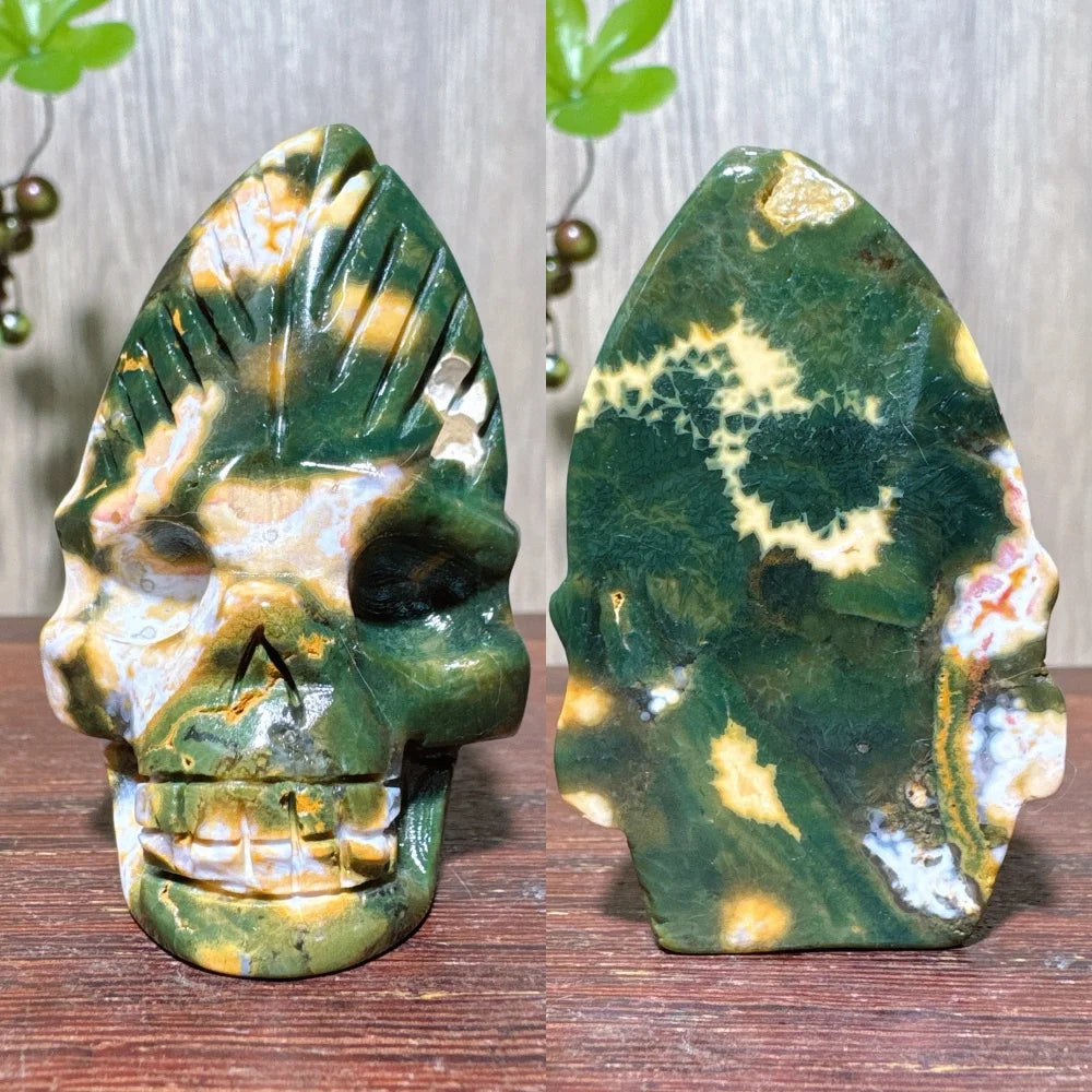 Green Ocean Jasper Skull-ToShay.org