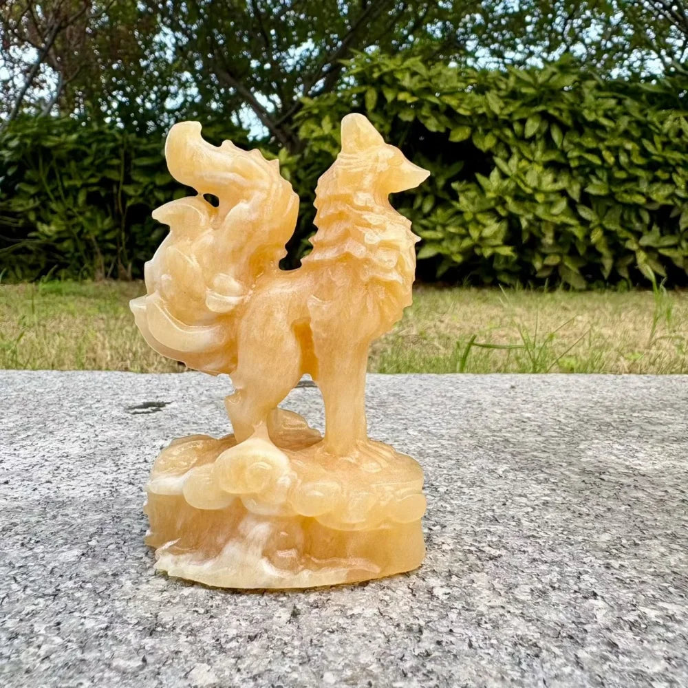 Yellow Calcite Nine Tailed Fox-ToShay.org