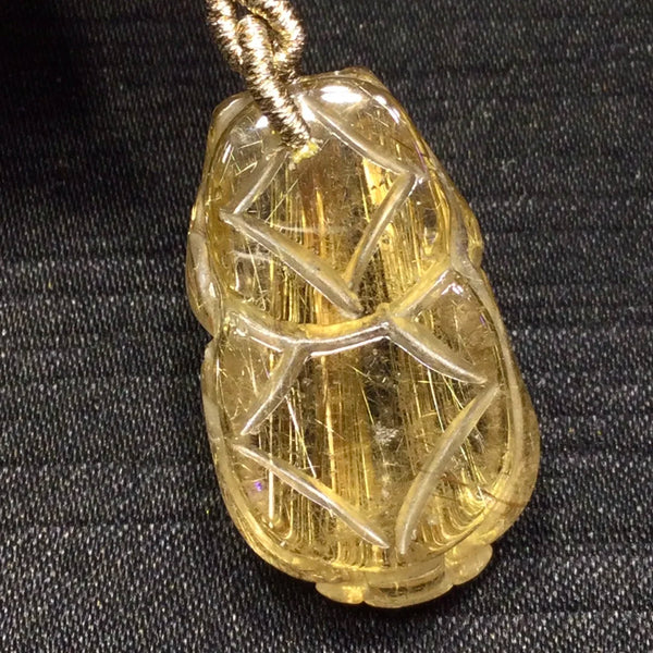 Gold Rutilated Quartz Pendant-ToShay.org