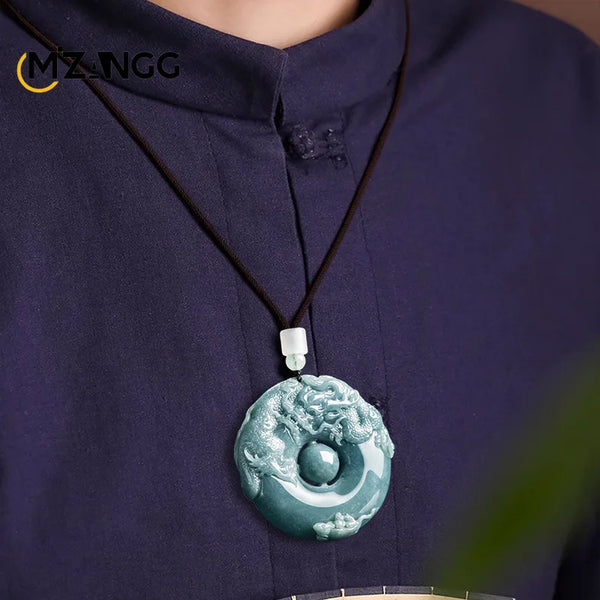 Blue Jadeite Dragon Pendant-ToShay.org