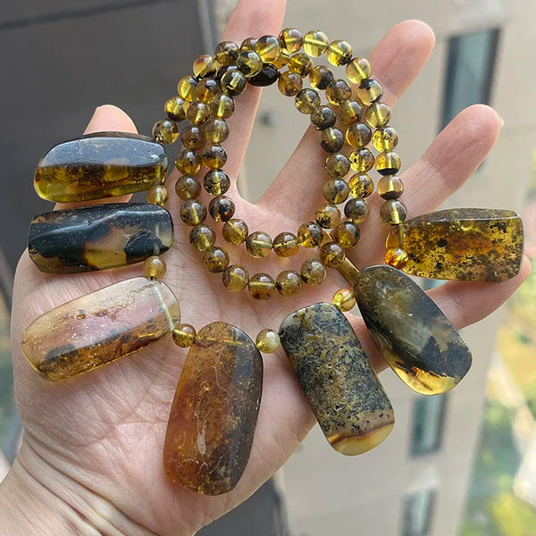 Yellow Amber Bead Necklace-ToShay.org