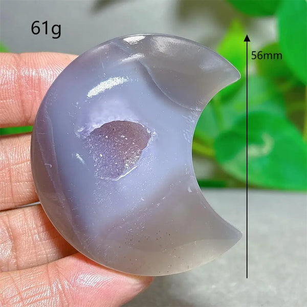 Grey Agate Silk Druzy Moon-ToShay.org