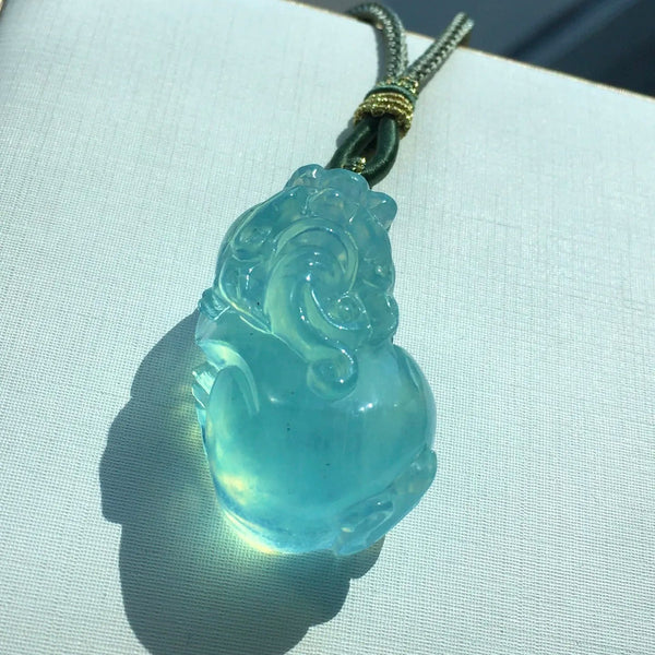 Blue Aquamarine Pixiu Necklace-ToShay.org