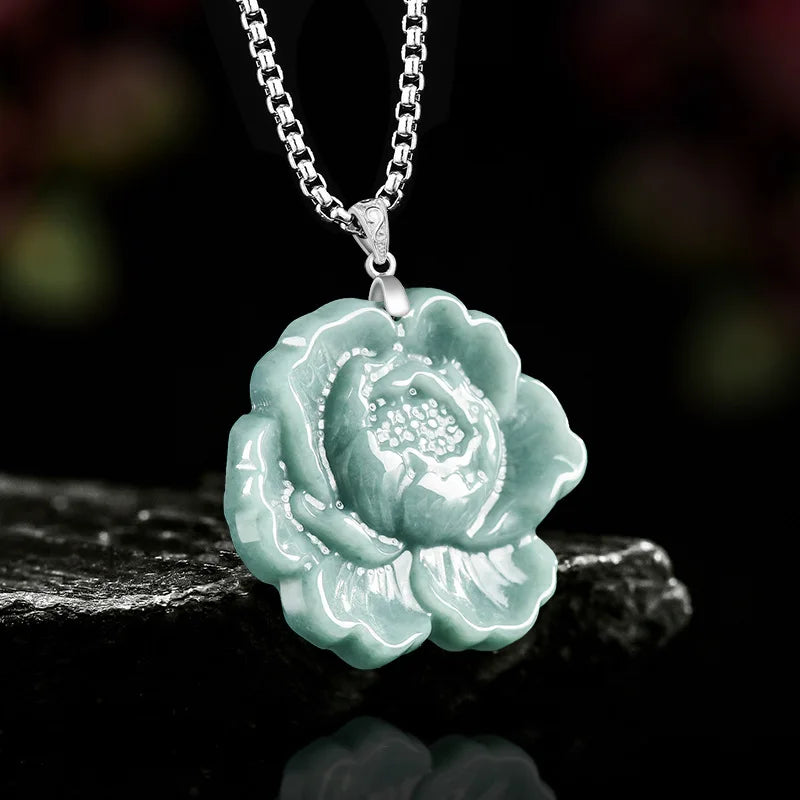 Blue Jade Peony Pendant-ToShay.org