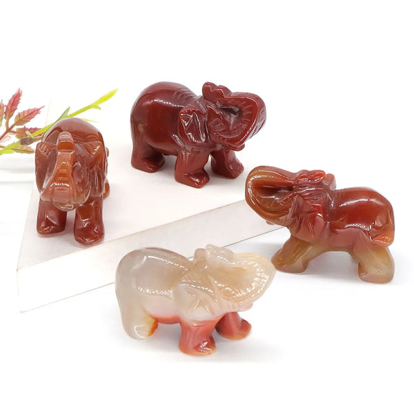 Red Agate Carved Elephant-ToShay.org