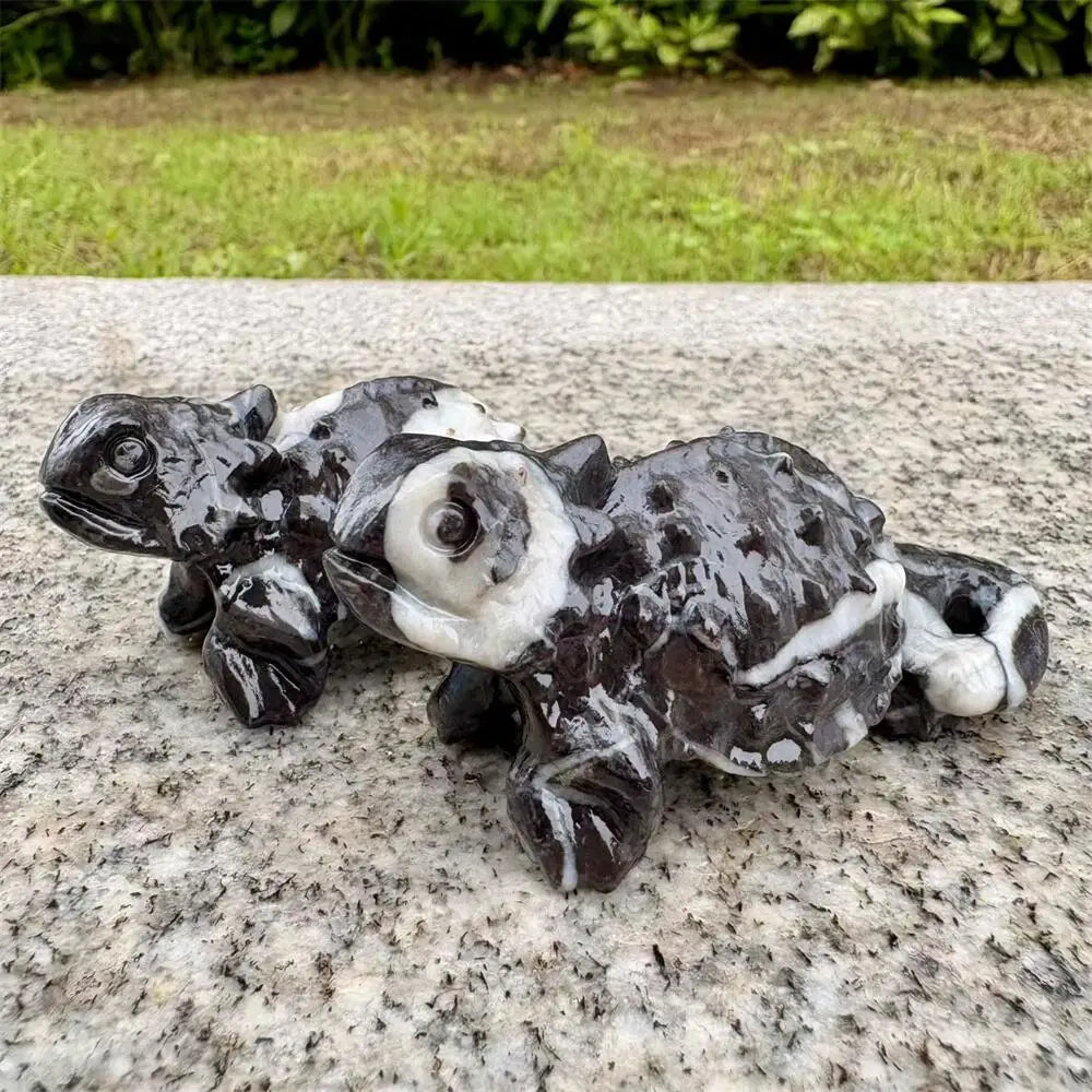 Natural ShellStone Lizard Animal Carving Energy Healing Polished Mineral Home Decor Ornament Figurine-ToShay.org
