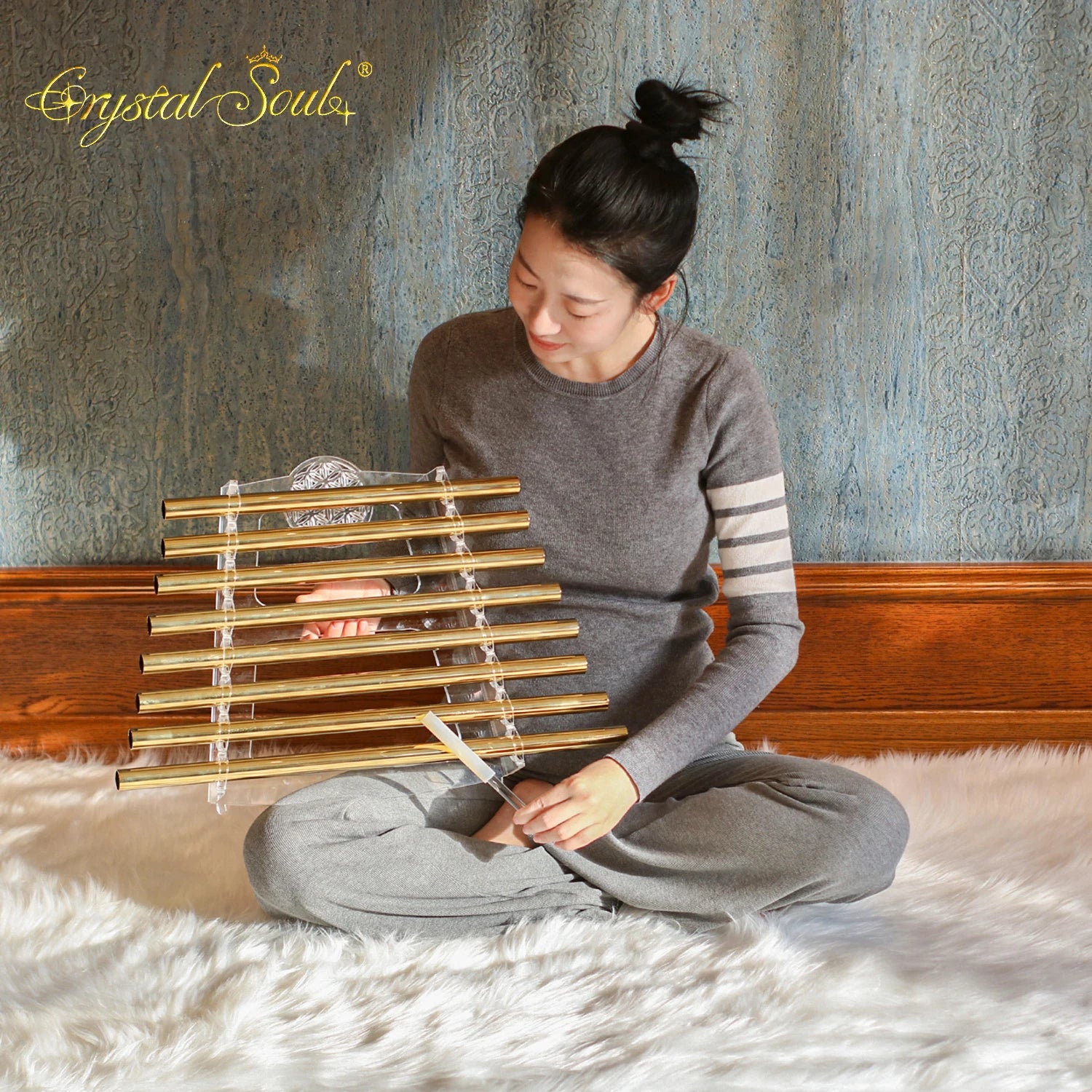 Gold Crystal Singing Harp-ToShay.org