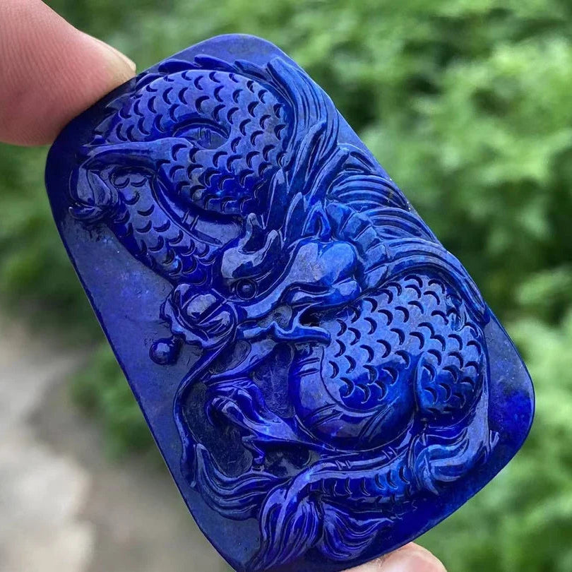 Blue Lapis Lazuli Dragon Pendant-ToShay.org