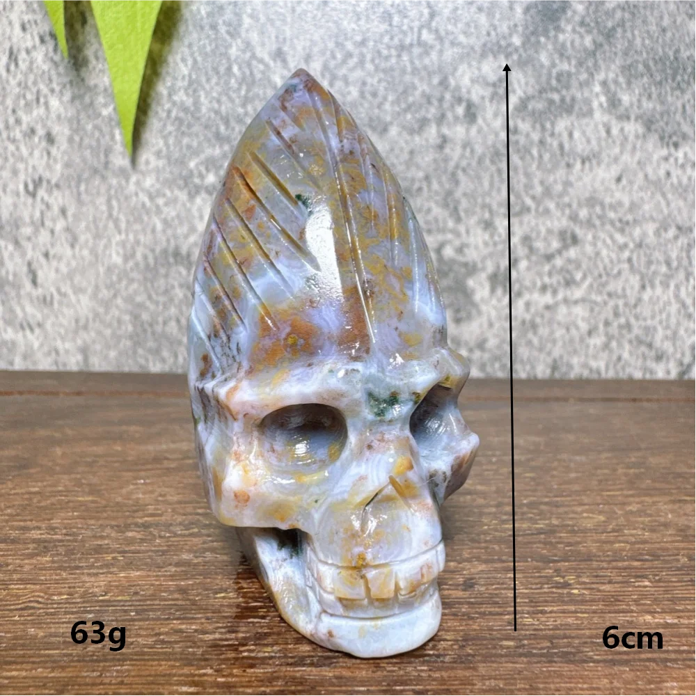Ocean Jasper Feather Skull-ToShay.org