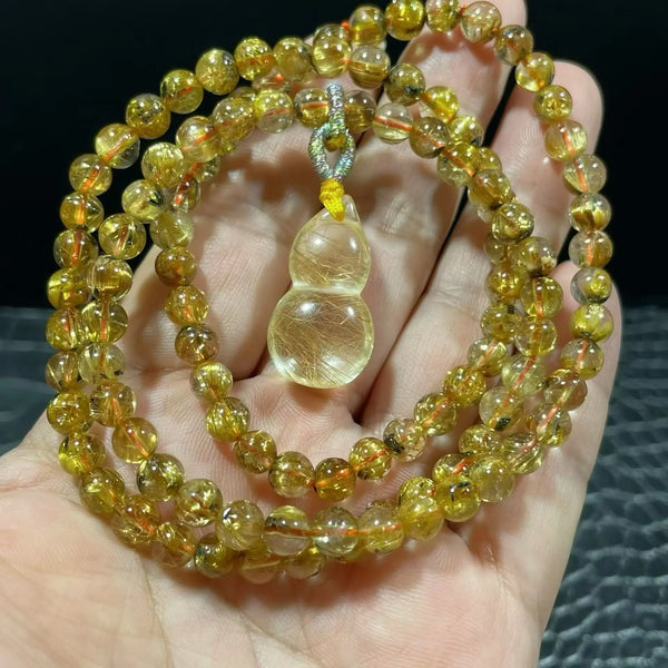 Gold Rutilated Quartz Wrap Bracelet-ToShay.org
