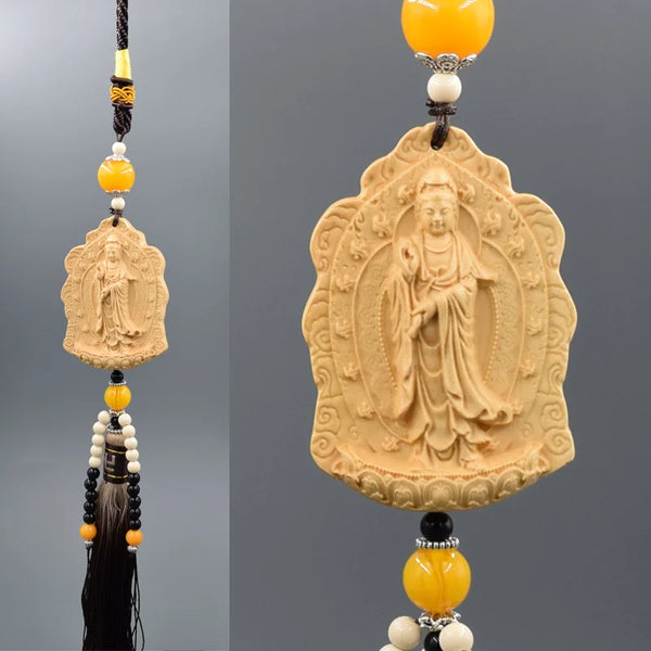 Wood Carved Buddha Pendant-ToShay.org