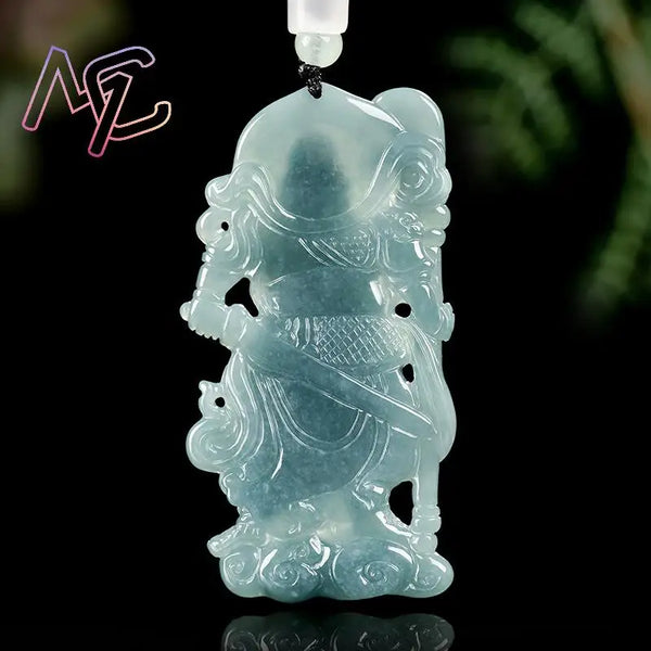 Blue Jadeite Guan Yu Pendant-ToShay.org