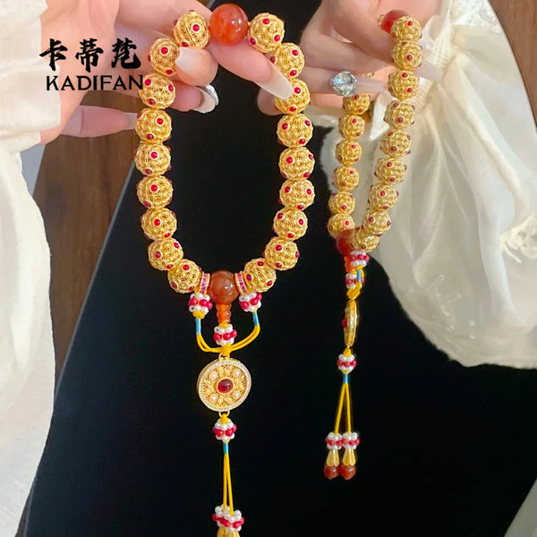 Gold Pine Flowers Beads-ToShay.org