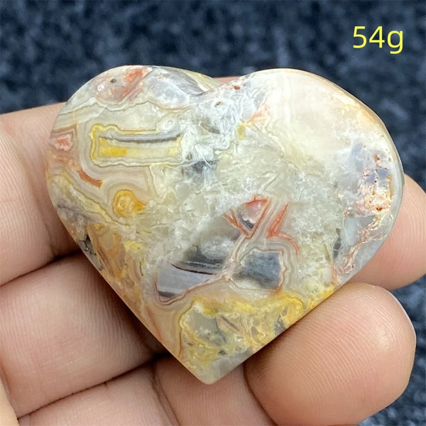 Yellow Crazy Agate Hearts-ToShay.org