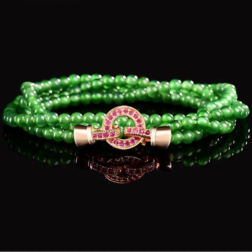 Green Jadeite Wrap Bracelet-ToShay.org