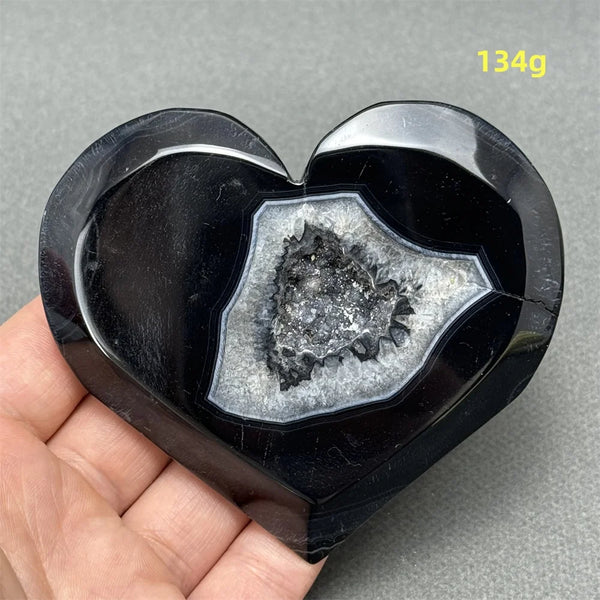 Black Agate Geode Heart-ToShay.org