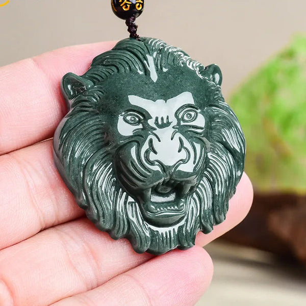 Green Jade Lion Head Pendant-ToShay.org