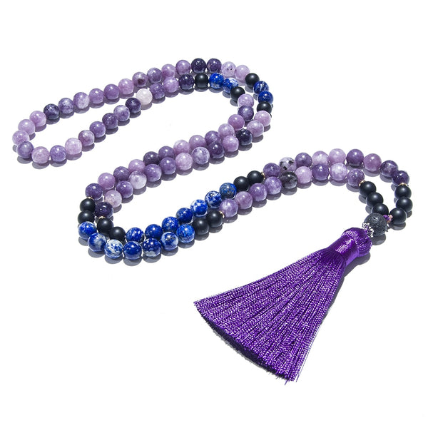 Purple Mica Lepidolite Mala Beads-ToShay.org