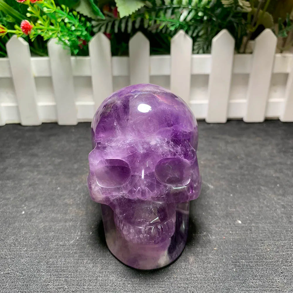 Natural Crystal Amethyst Skull Carved Statue Energy Stone Figurine Powerful Witchcraft Healing Reiki Home Decor Collection Gift-ToShay.org