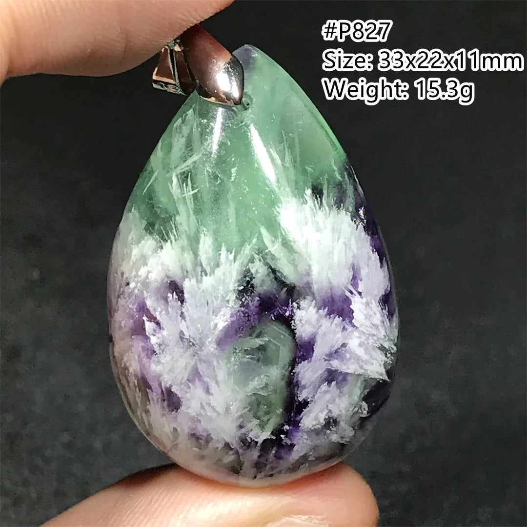 Green Feather Fluorite Pendant-ToShay.org