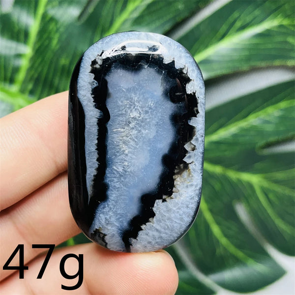 Black White Agate Palm Stone-ToShay.org