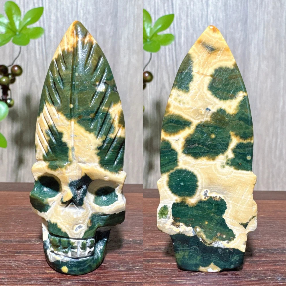 Green Ocean Jasper Skull-ToShay.org