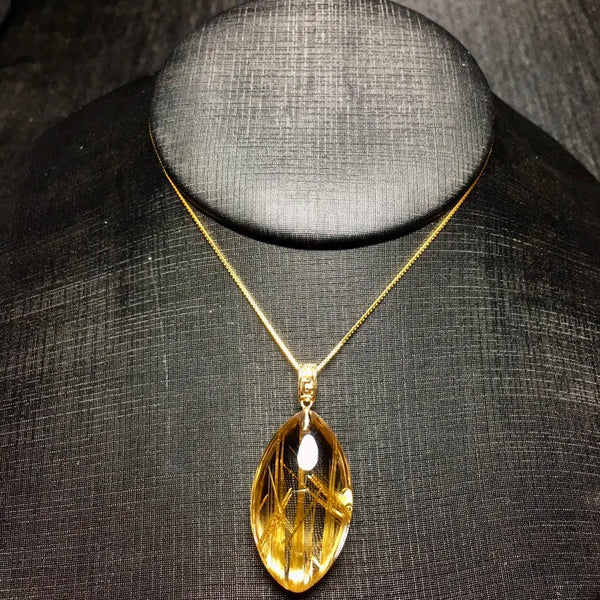 Gold Rutilated Quartz Pendant-ToShay.org
