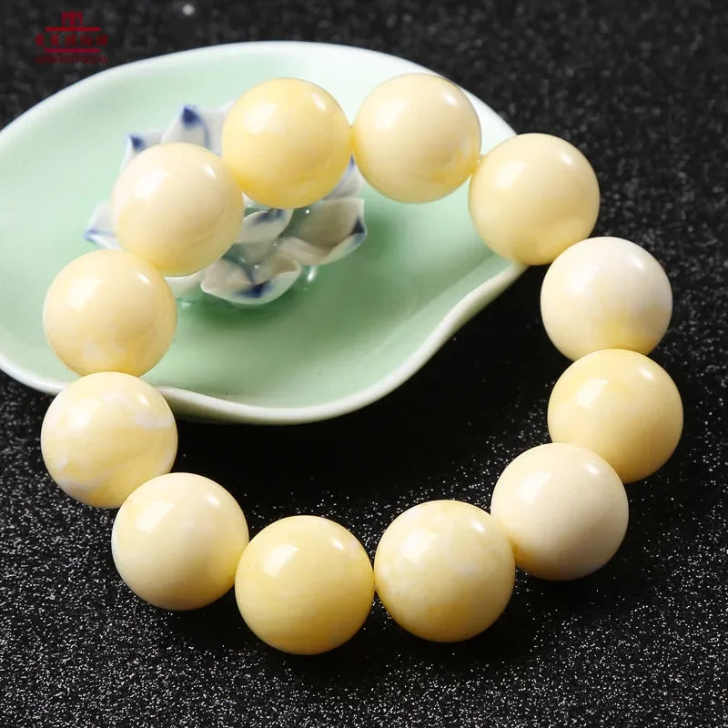 Yellow Amber Bead Bracelet-ToShay.org