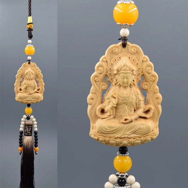 Wood Carved Buddha Pendant-ToShay.org