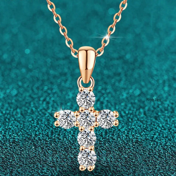 Gold Diamond Cross Necklace-ToShay.org